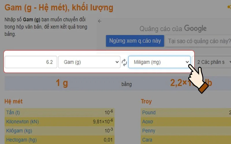 1g bằng bao nhiêu kg