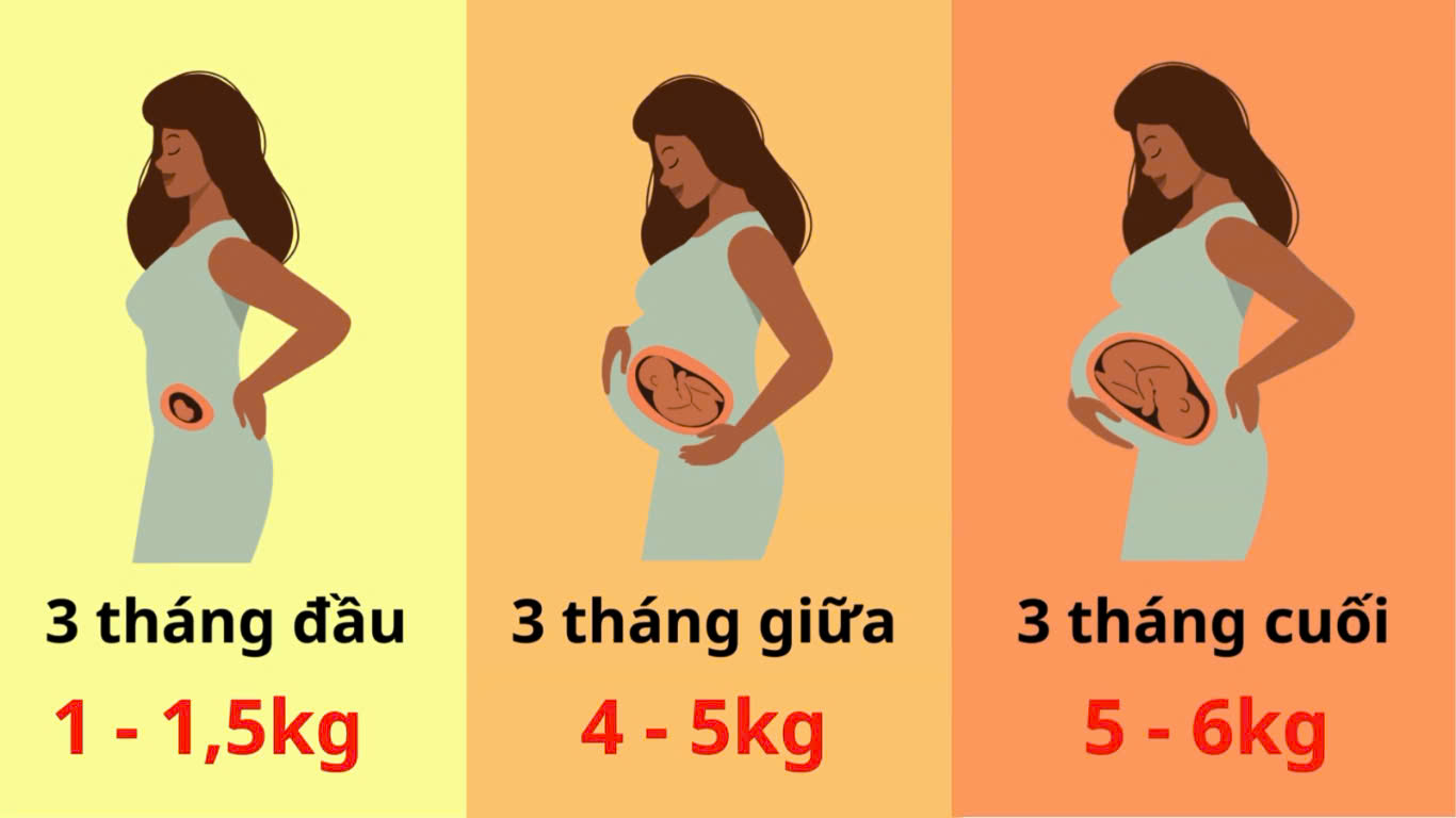 bảng tăng cân nặng chuẩn của mẹ bầu